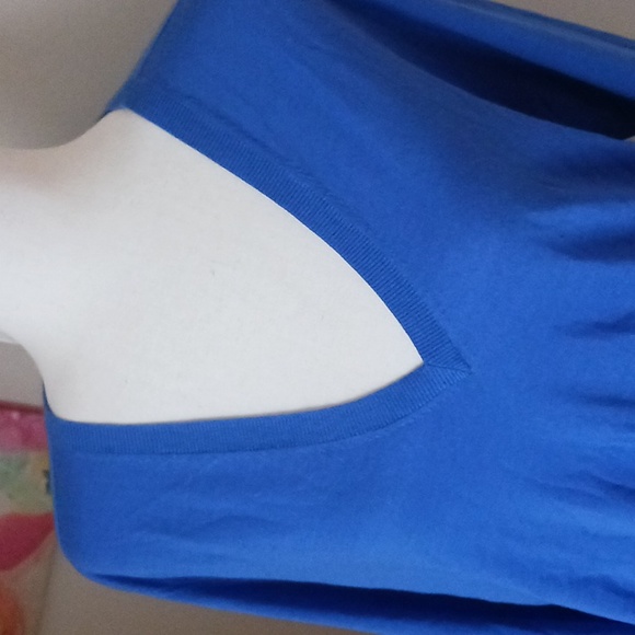 Theory sweater Adrianna vneck long sleeve feather weight cashmere wool blue  L - Picture 2 of 11